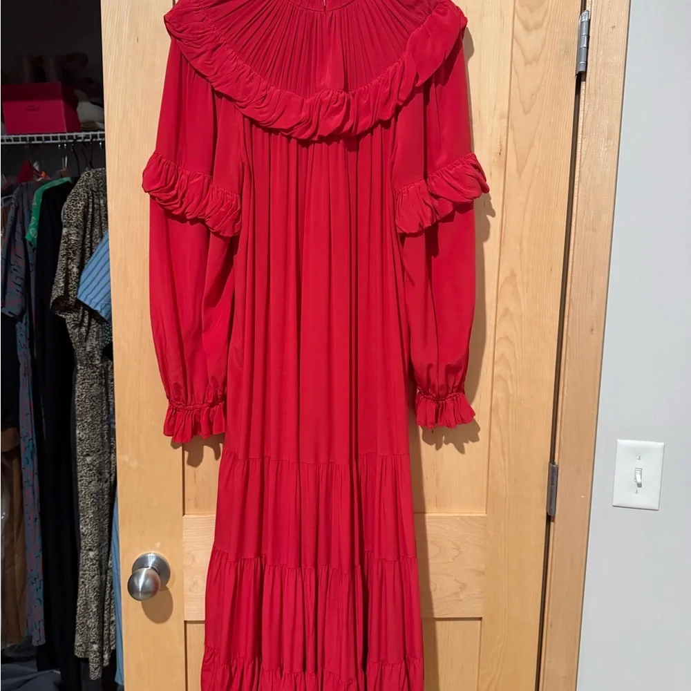 Ulla Johnson Vibrant Red Long Sleeve Dress - Picture 3 of 6